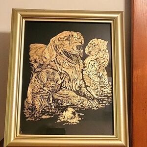Scraperfoil Art Golden Retriever Family